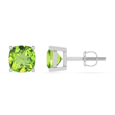 natural peridot cushion stud earrings 