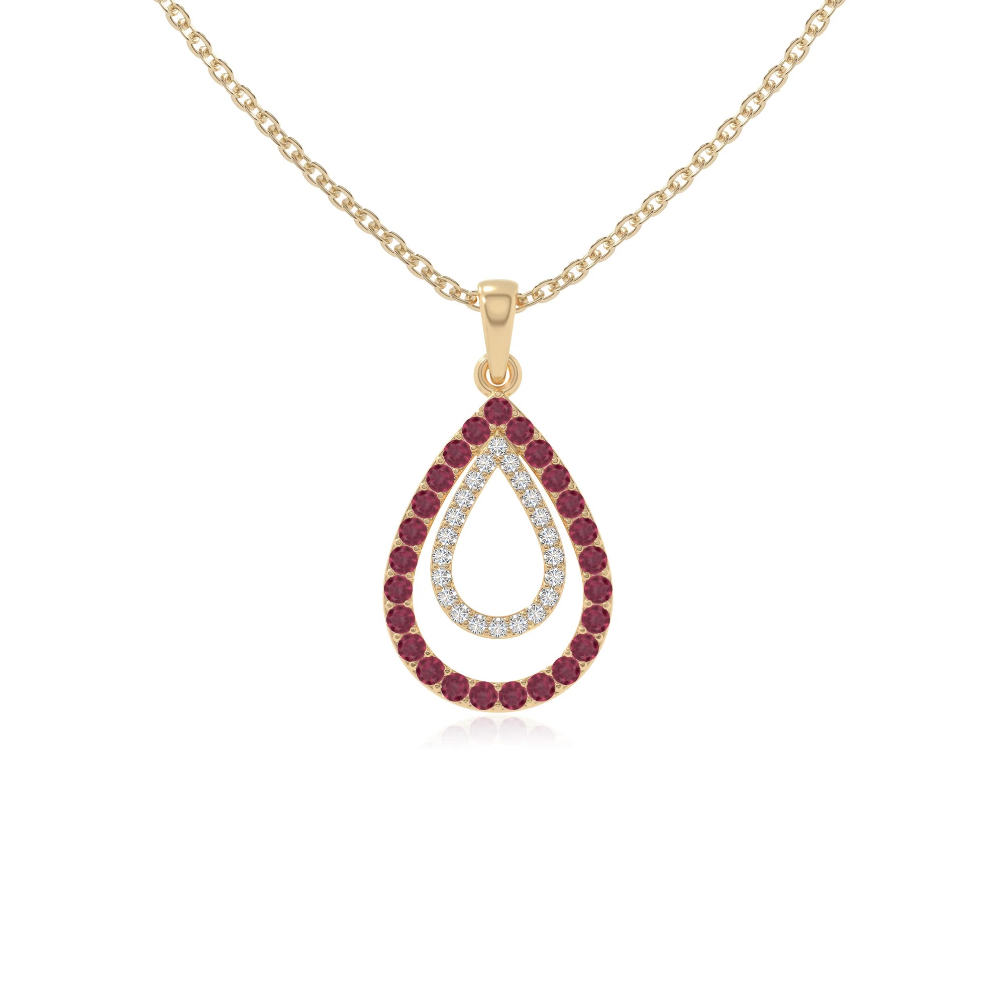 natural ruby teardrop necklaces in yellow gold vermeil 