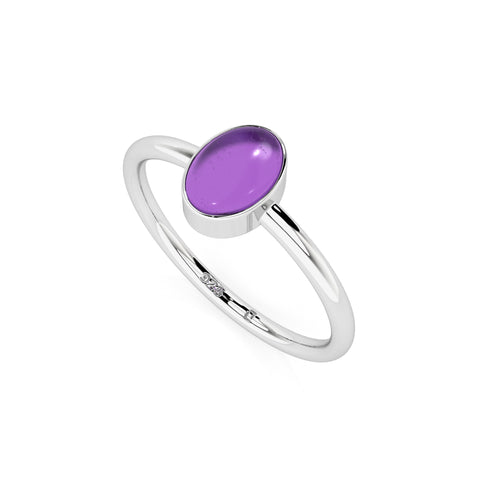 amethyst oval cab stackable bezel-set ring