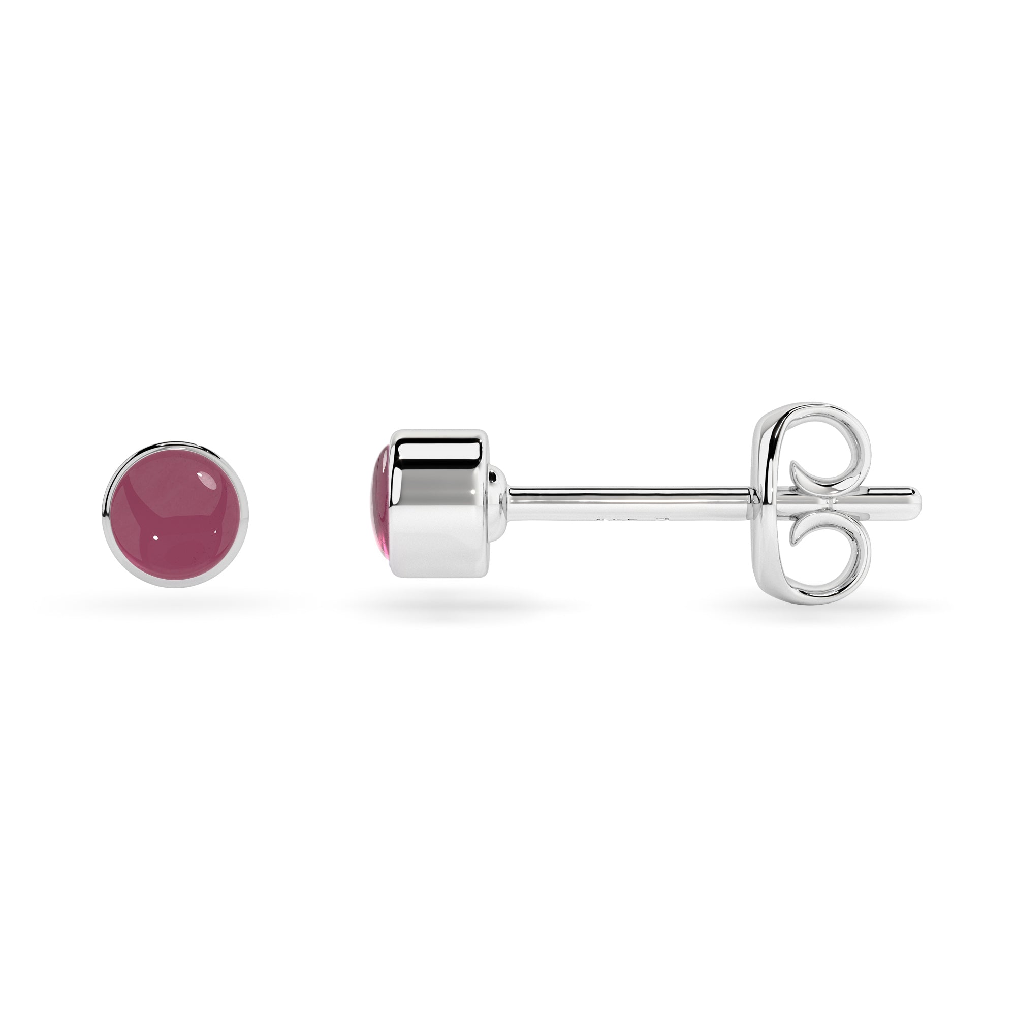 natural pink tourmaline round shape stud earrings