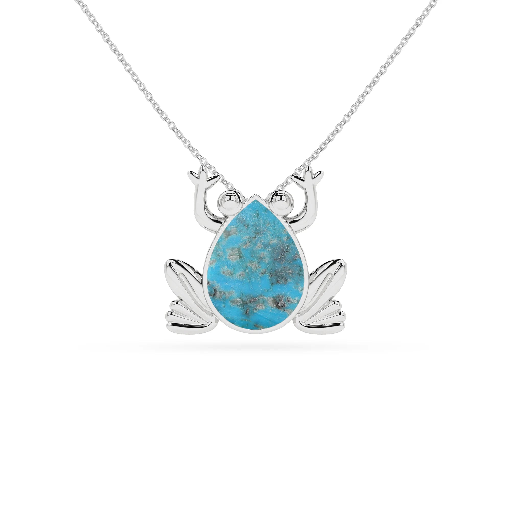 natural compressed-turquoise frog shape pendant necklace