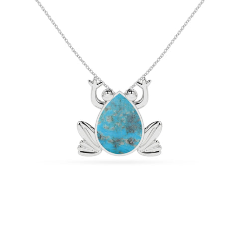 natural compressed-turquoise frog shape pendant necklace
