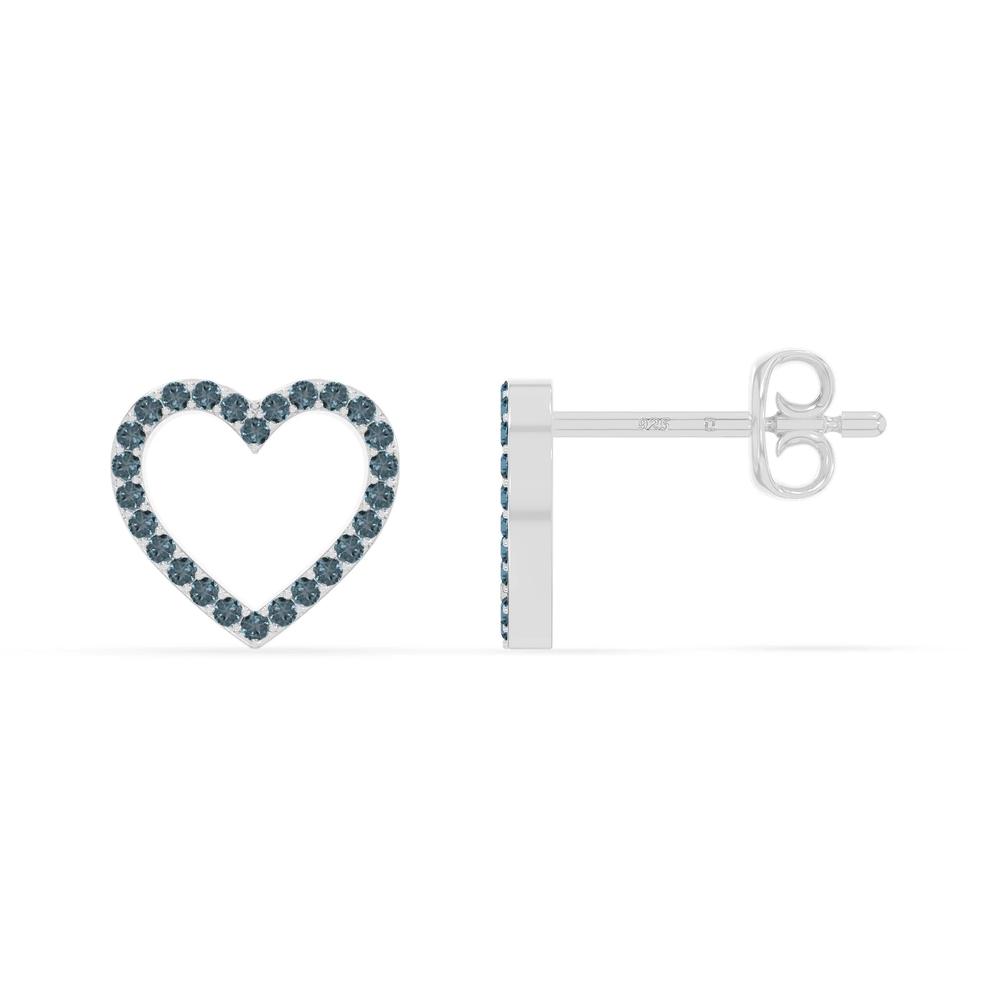 natural london-blue-topaz heart stud earrings in sterling silver 