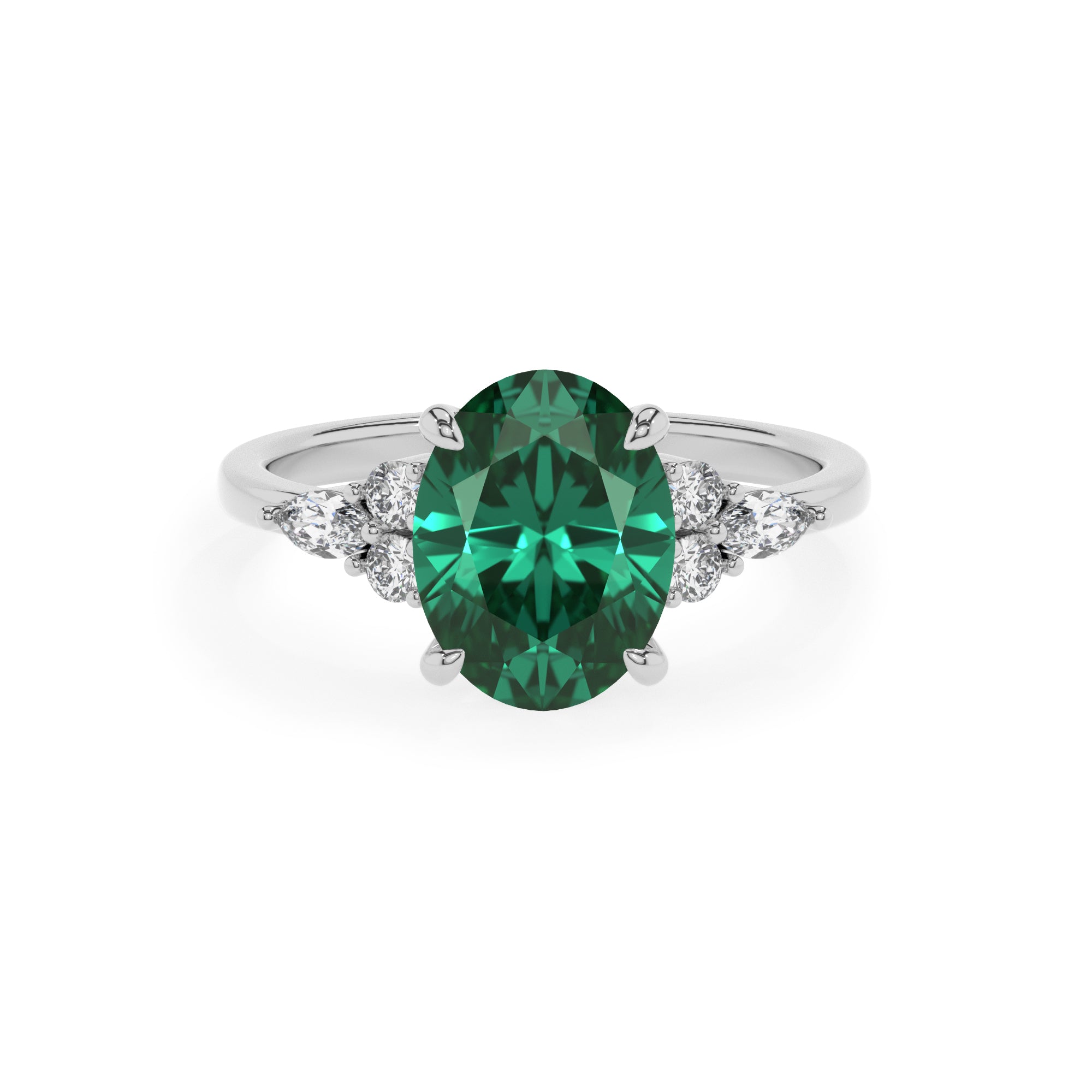 lab-grown emerald oval solitaire engagement ring