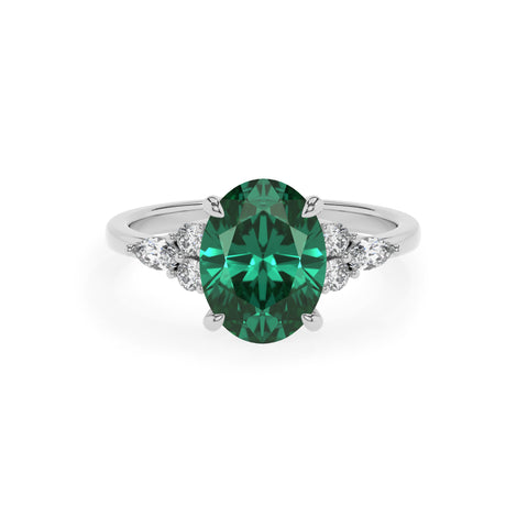 lab-grown emerald oval solitaire engagement ring