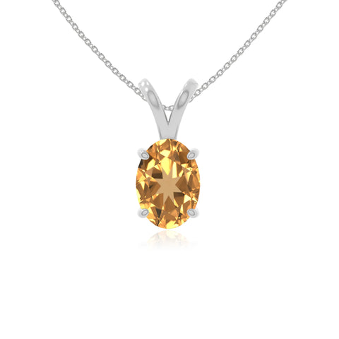 natural citrine v-bale solitaire necklaces in sterling silver 