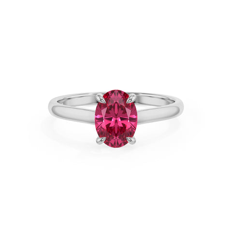 lab grown pink tourmaline oval solitaire engagement ring