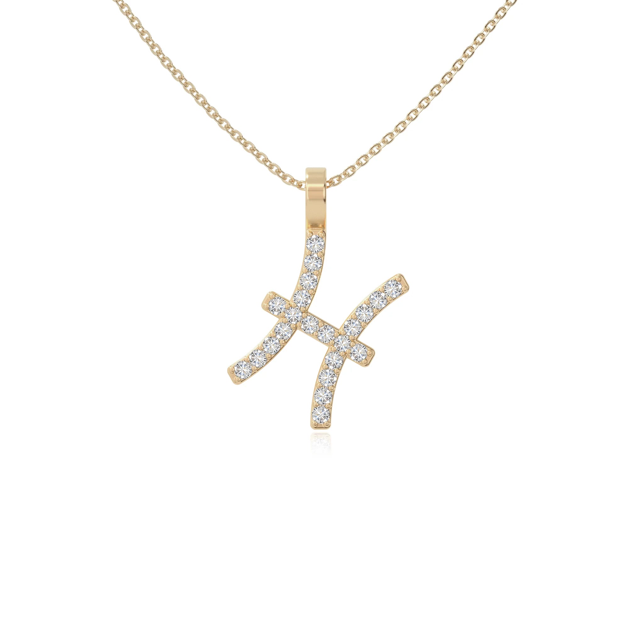 moissanite pisces zodiac sign necklaces in yellow gold vermeil 