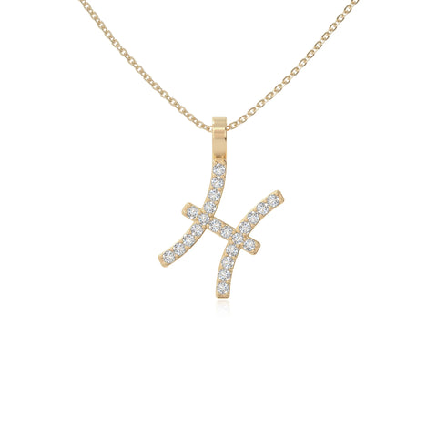 moissanite pisces zodiac sign necklaces in yellow gold vermeil 