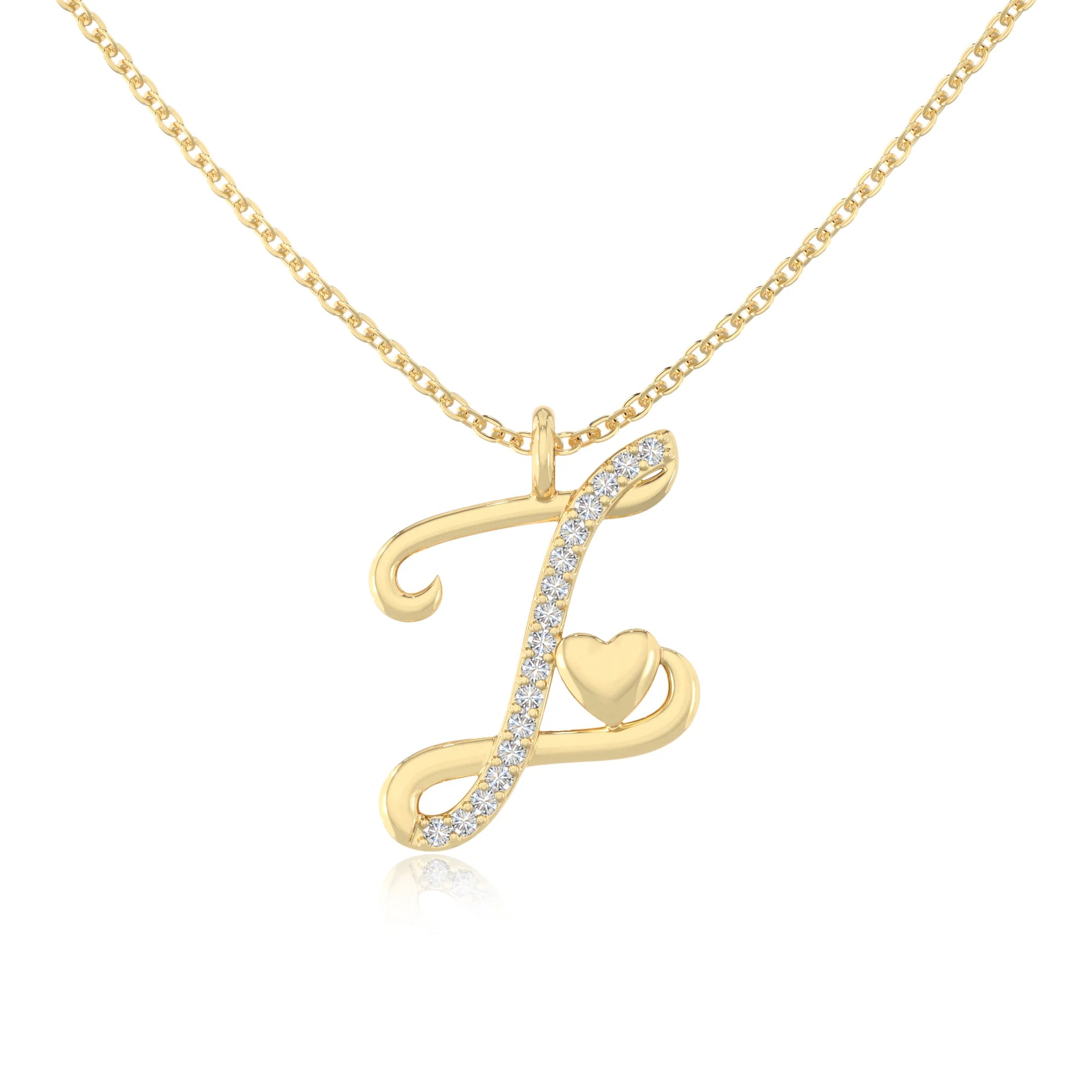 moissanite Initials necklaces in yellow gold vermeil 