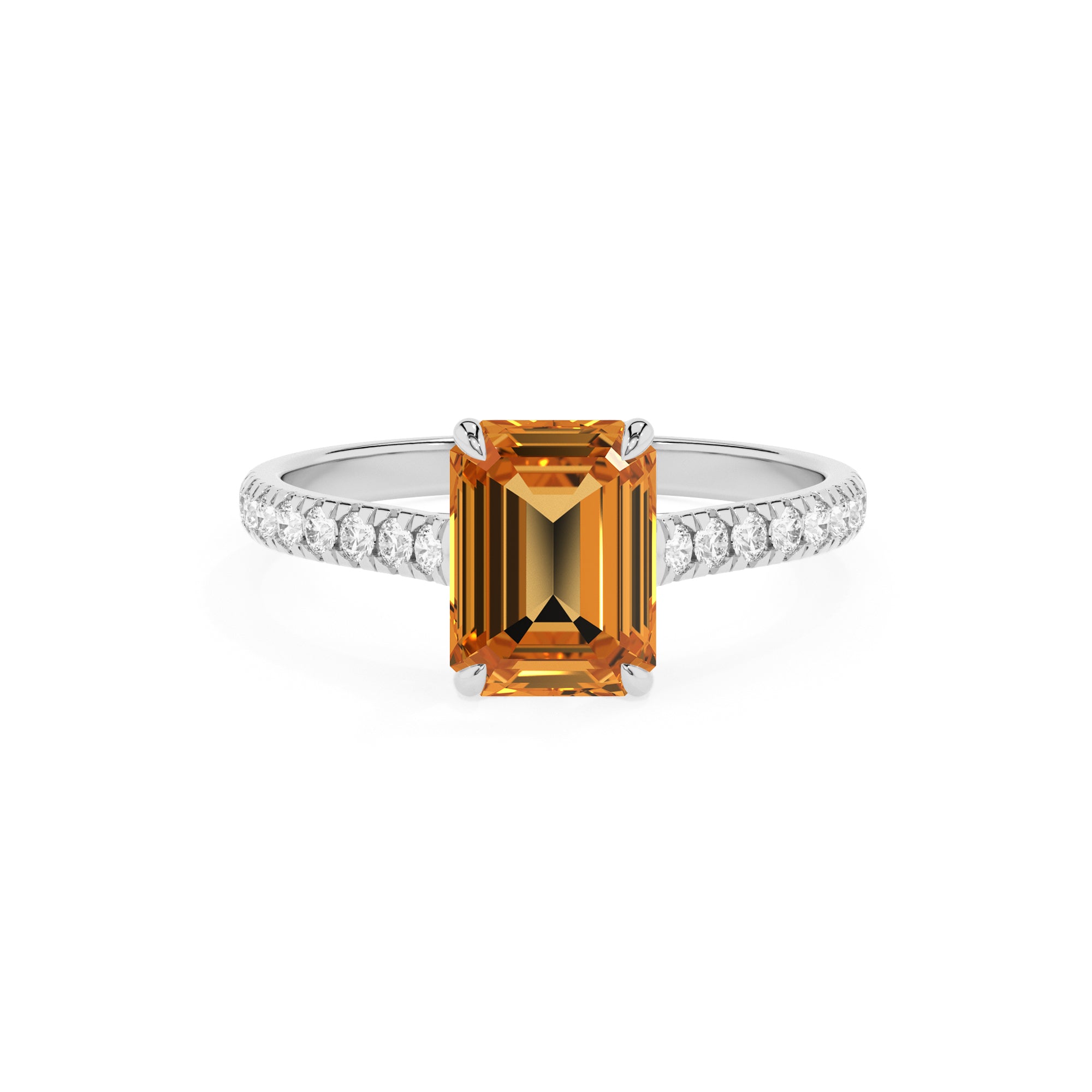 lab-grown citrine emerald half eterity solitaire engagement ring