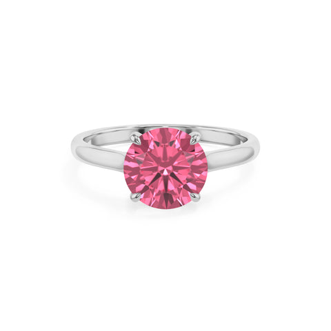 lab grown pink tourmaline round solitaire engagement ring