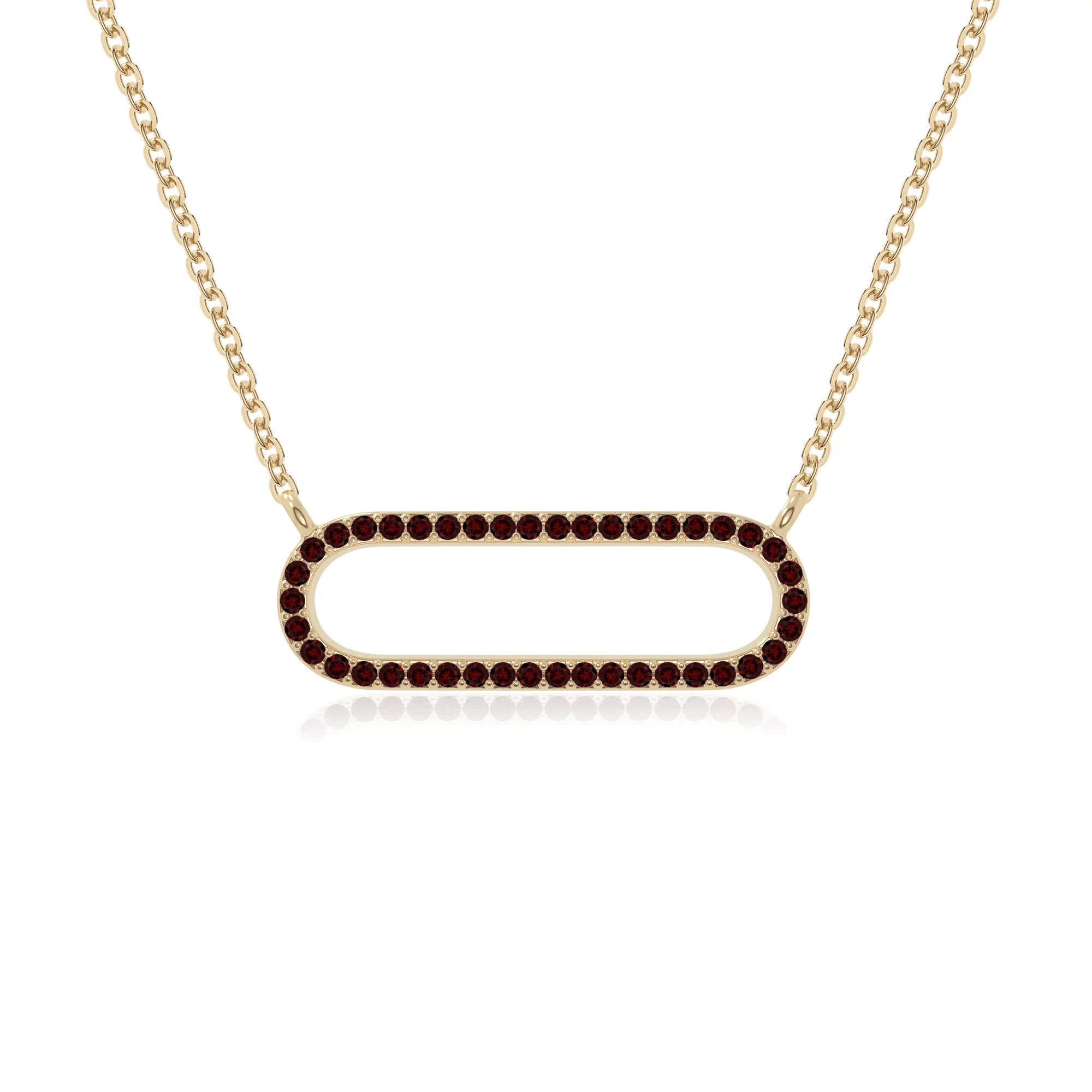 natural garnet oval paperclip necklaces in yellow gold vermeil 