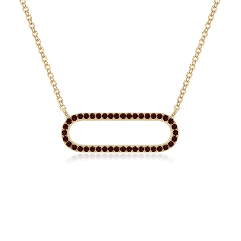 natural garnet oval paperclip necklaces in yellow gold vermeil 