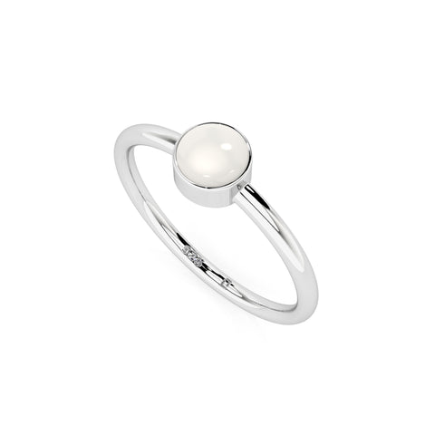 freshwater cultured pearl round cab stackable bezel-set ring