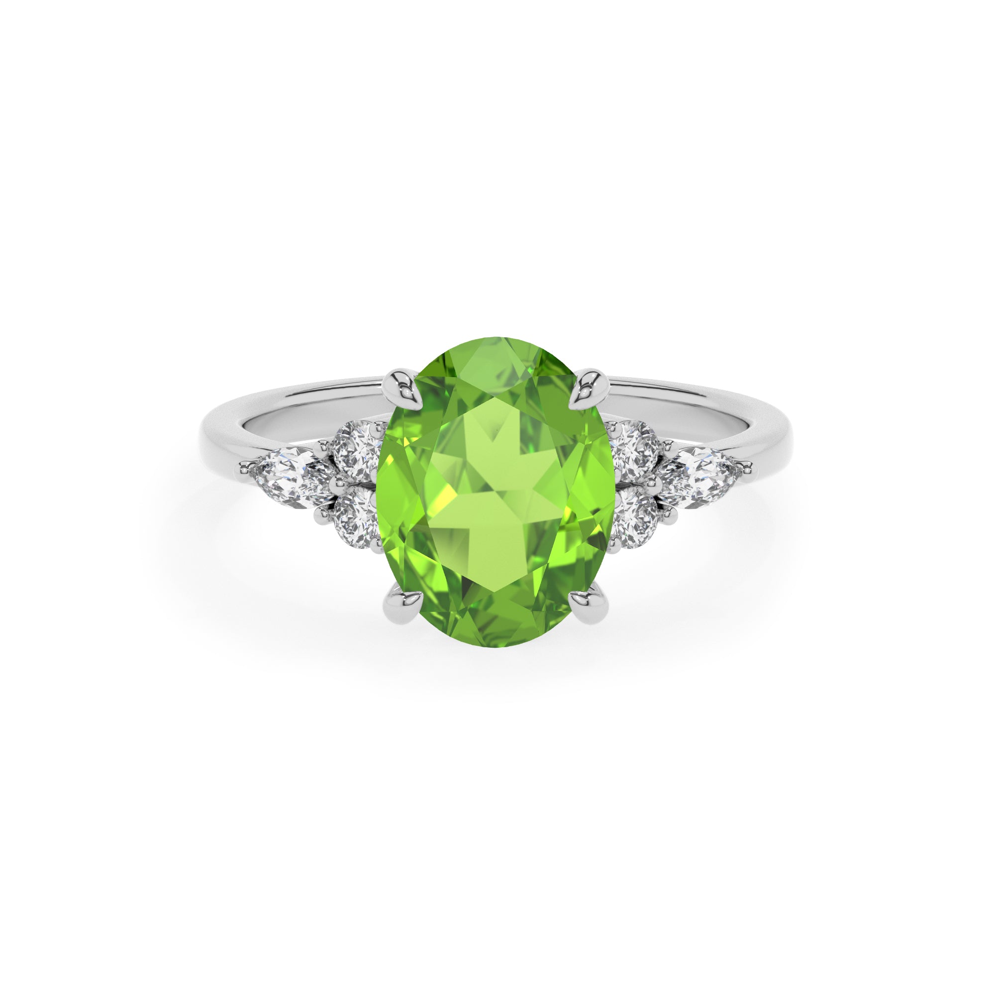 natural peridot oval solitaire engagement ring