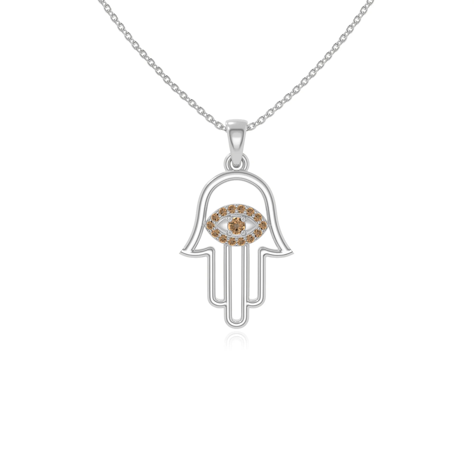natural citrine evil eye hamsa hand necklaces in sterling silver 