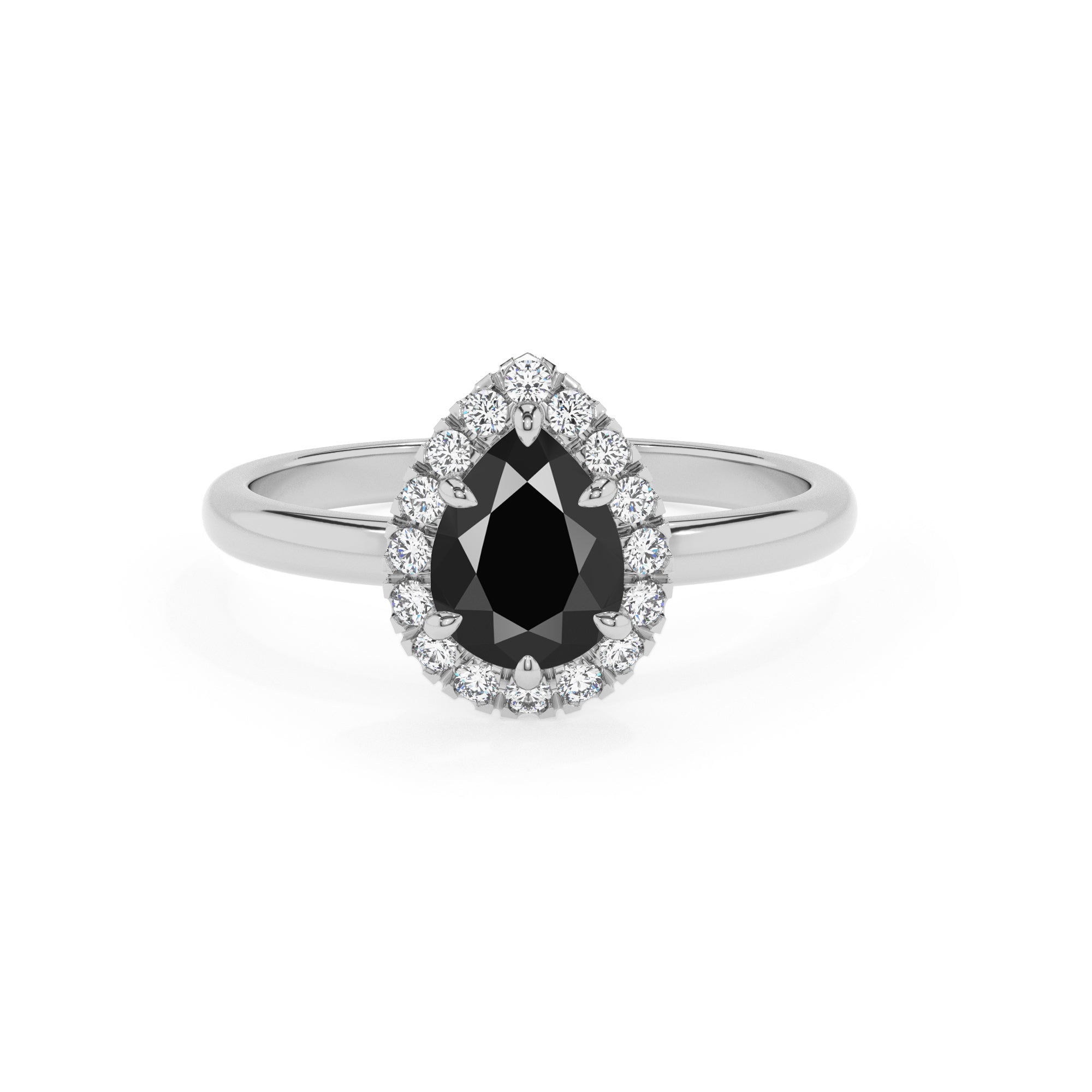 natural black-onyx pear halo solitaire engagement ring