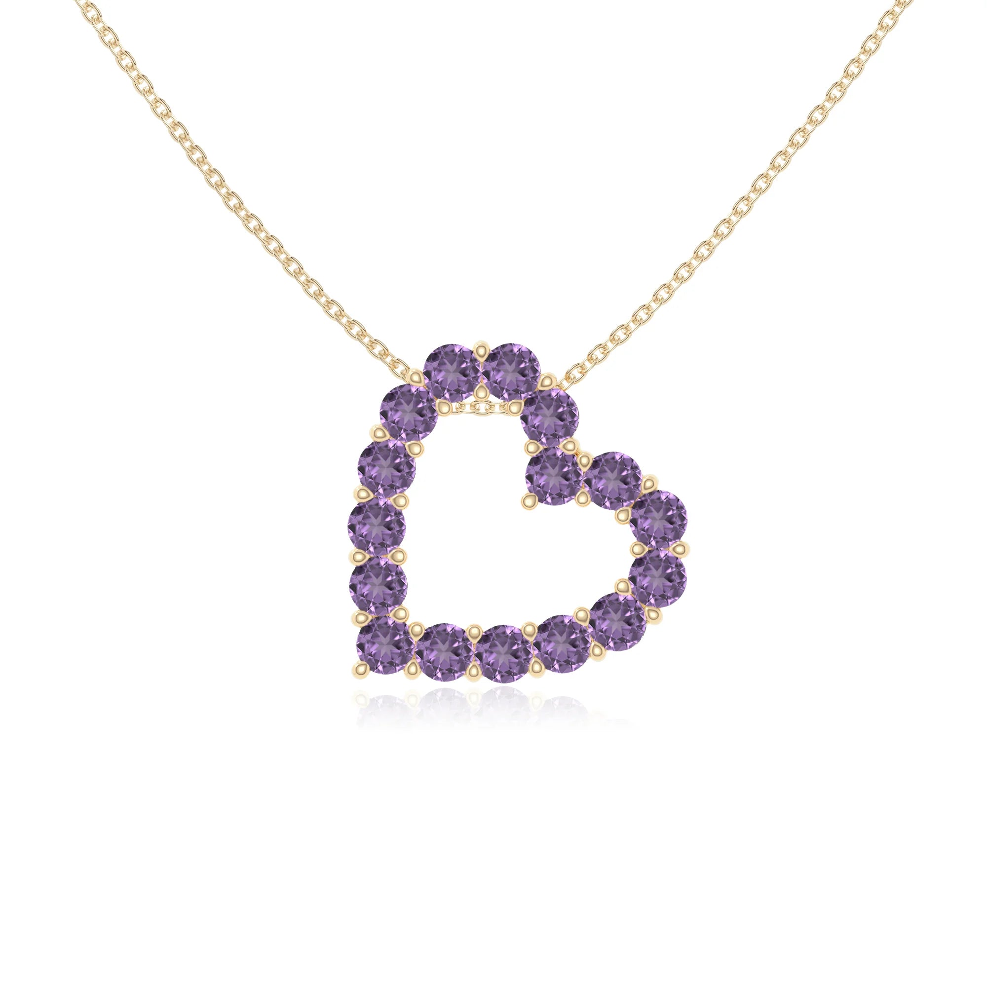 natural amethyst heart necklaces in yellow gold vermeil 