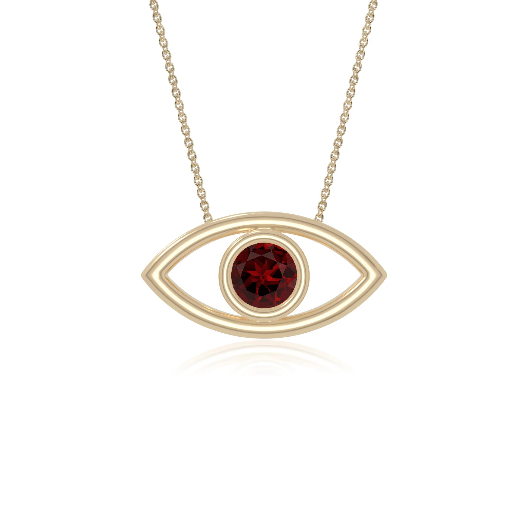natural garnet evil eye necklaces in yellow gold vermeil 
