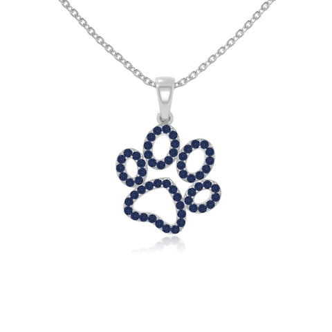 natural blue sapphire dog paw knot necklaces in sterling silver 