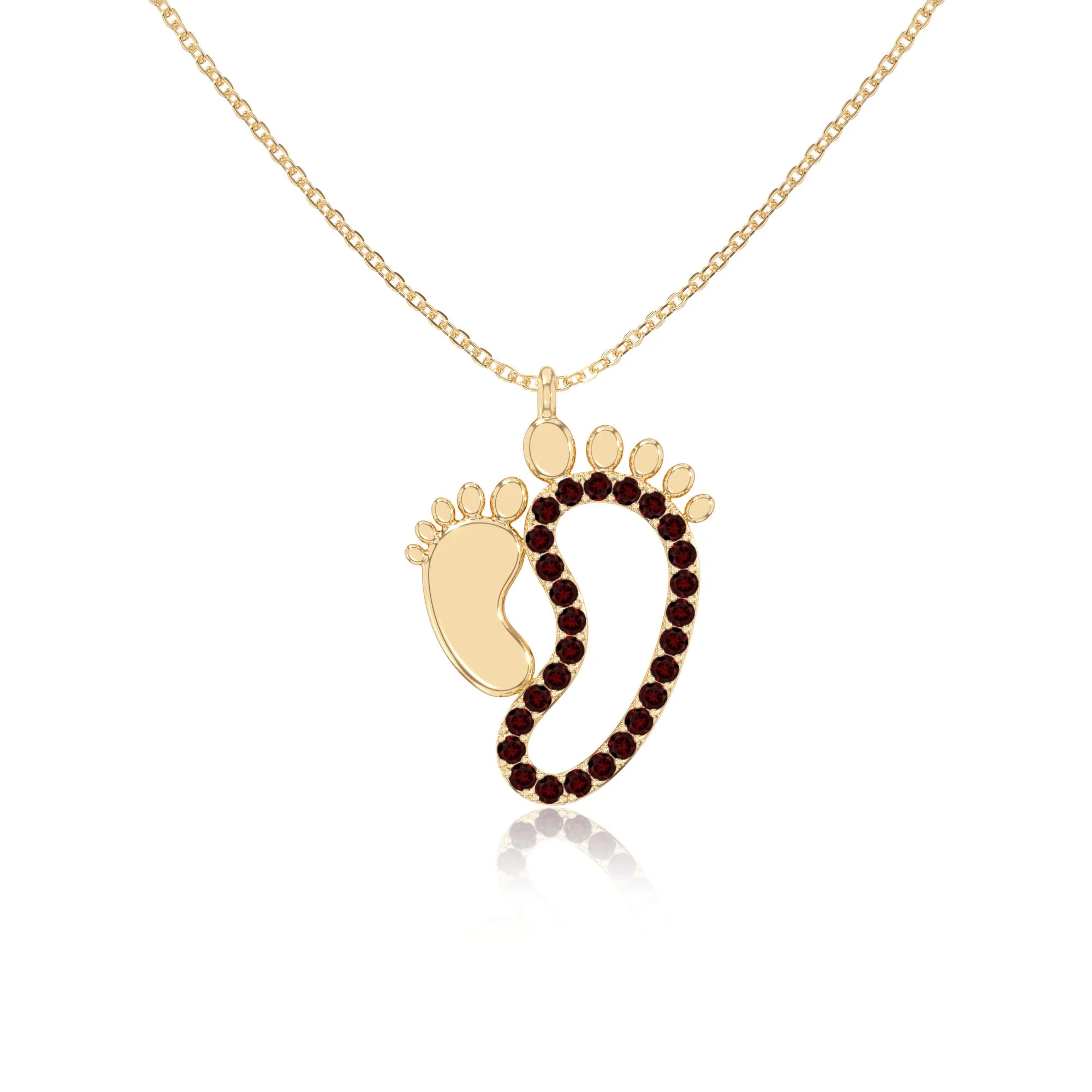 natural garnet mother child necklaces in yellow gold vermeil 