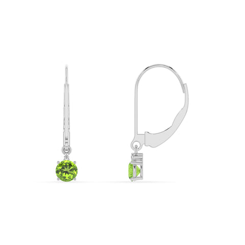 natural peridot round dangle earrings with moissanite 