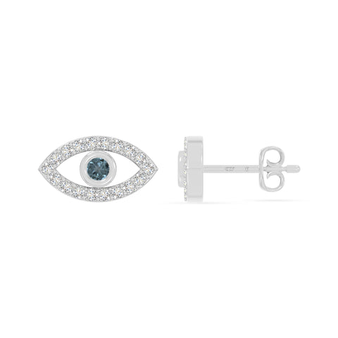 natural london-blue-topaz evil eye stud earrings in sterling silver 