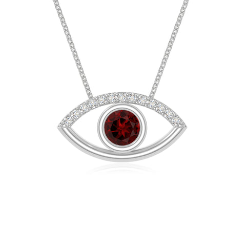 natural garnet evil eye necklaces in sterling silver 