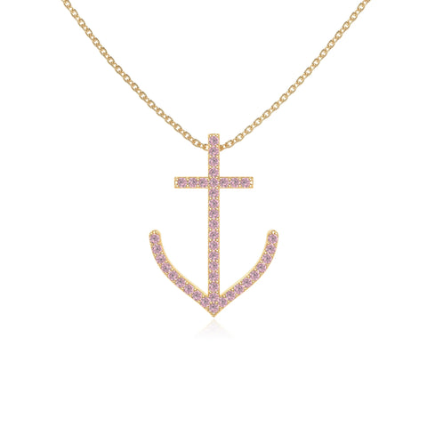 natural pink-tourmaline anchor necklaces in yellow gold vermeil 