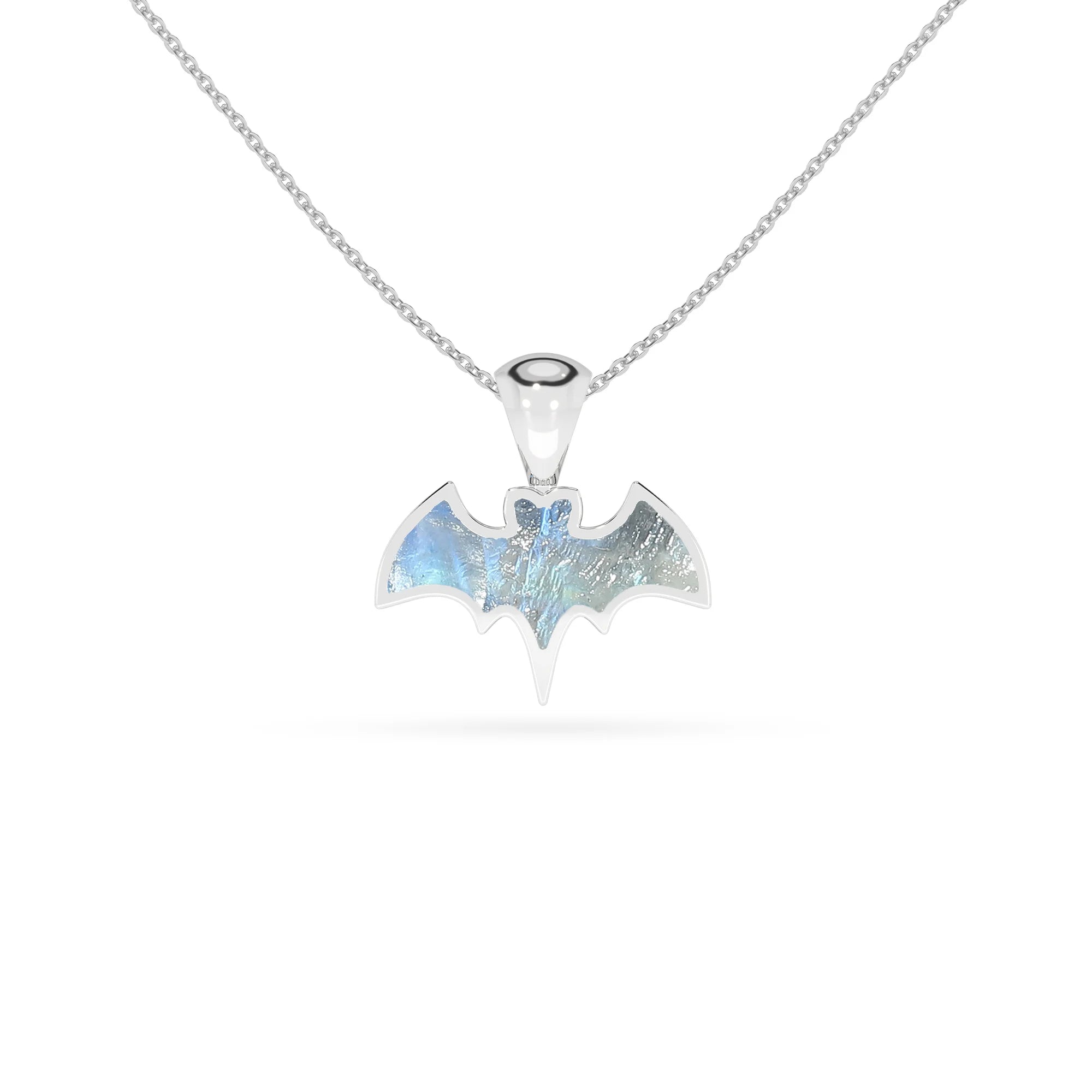 natural rainbow-moonstone bat shape pendant necklace