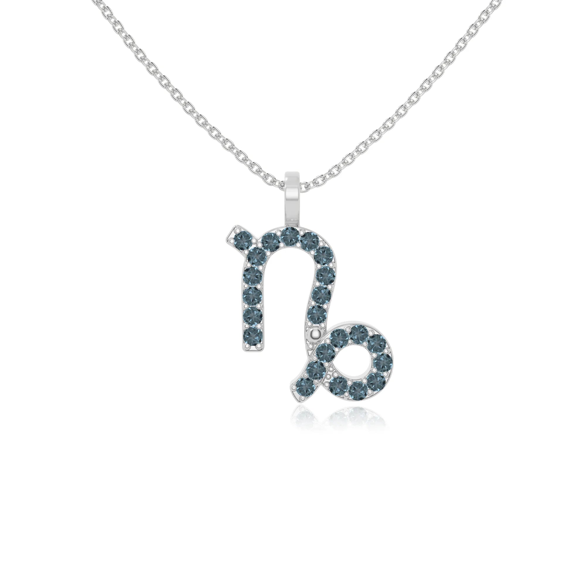 natural london-blue-topaz capricorn zodiac necklaces in sterling silver 