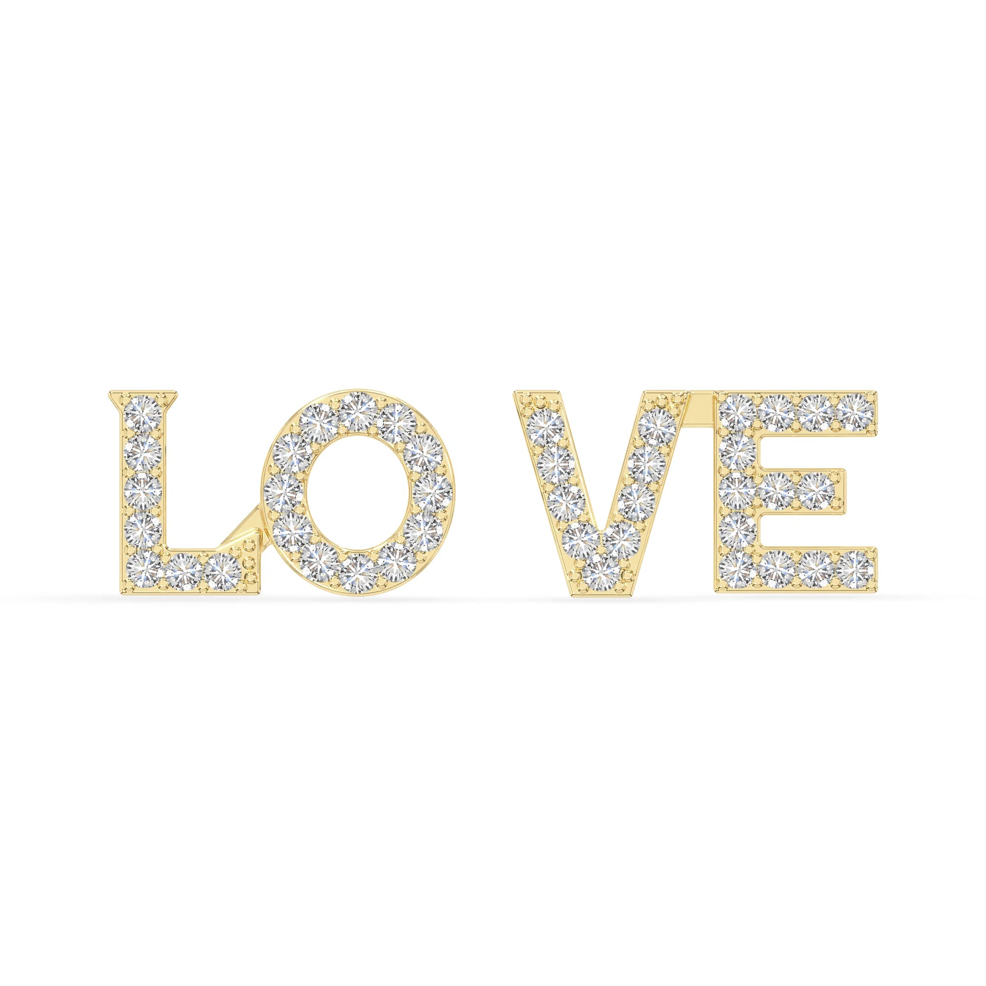 moissanite love stud earrings in yellow gold vermeil 