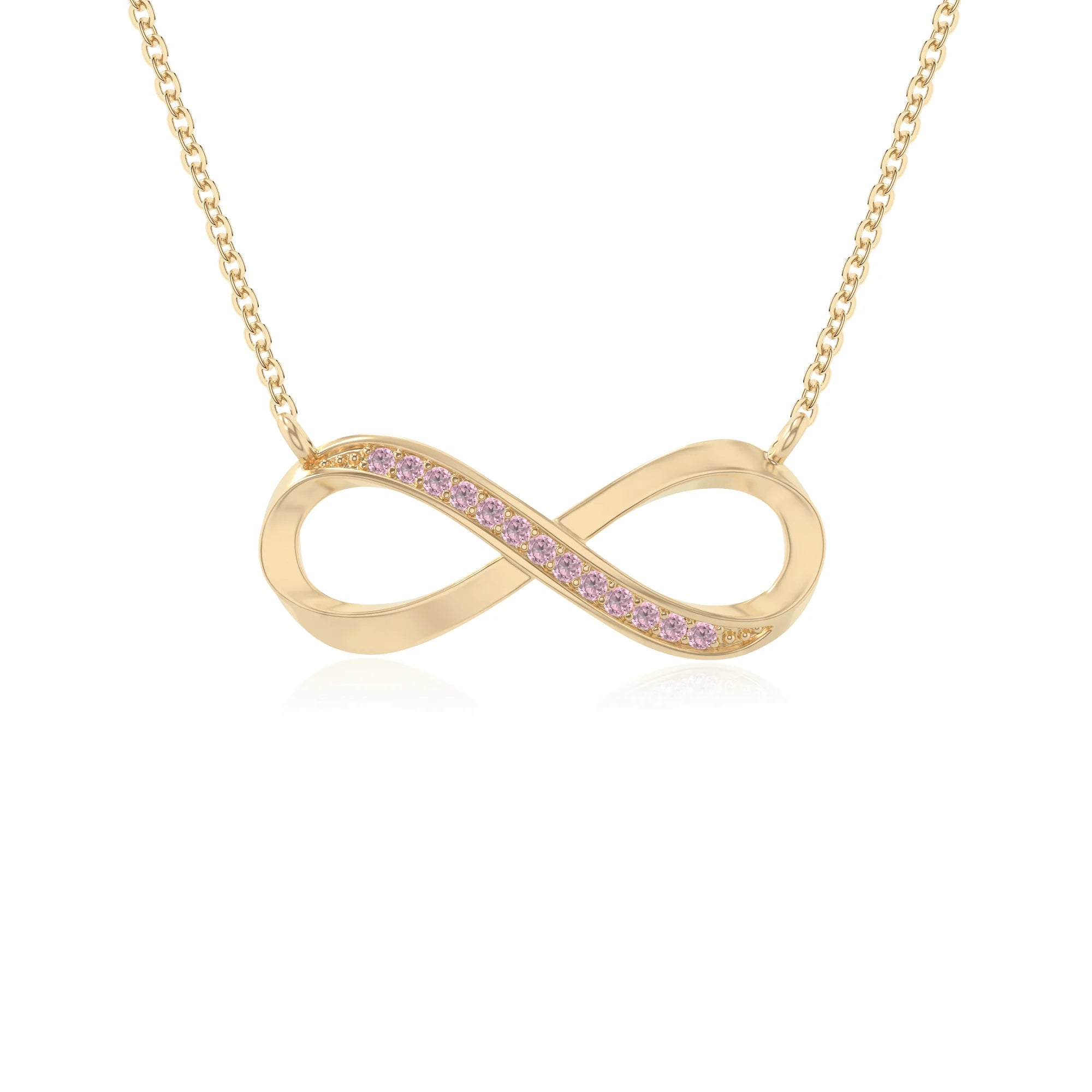 natural pink-tourmaline infinity necklaces in yellow gold vermeil 