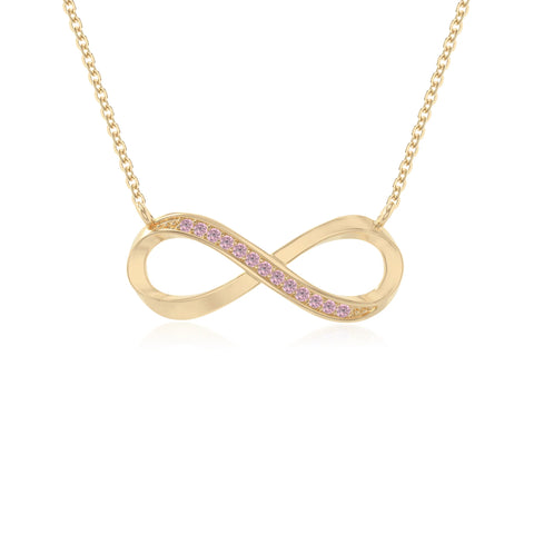 natural pink-tourmaline infinity necklaces in yellow gold vermeil 