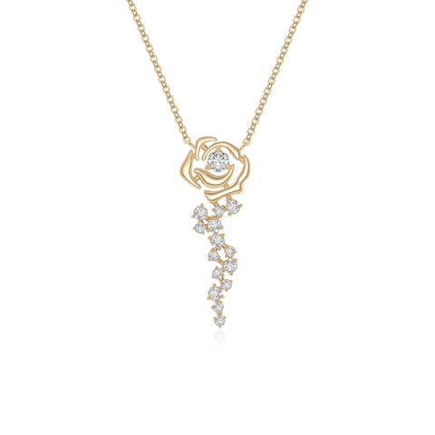moissanite rose flower necklaces in yellow gold vermeil 