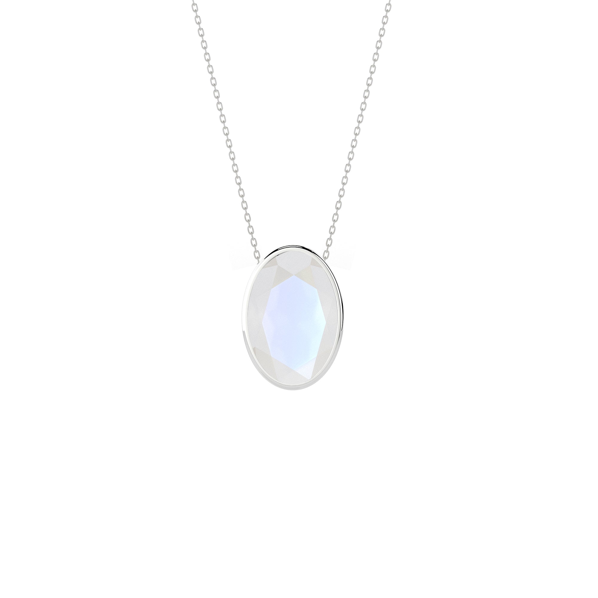 natural rainbow-moonstone oval shape pendant necklace