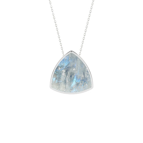 natural rainbow-moonstone trillion shape pendant necklace