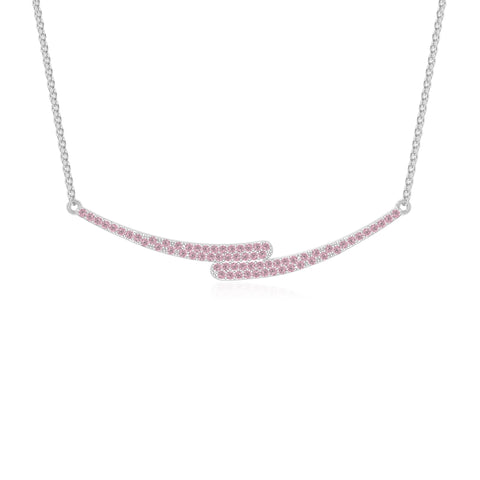 natural pink-tourmaline bypass curved bar necklaces in sterling silver 