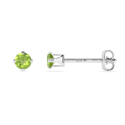 natural peridot round shape stud earrings