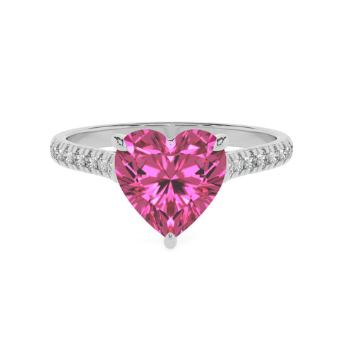 lab-grown pink-sapphire heart half eterity solitaire engagement ring