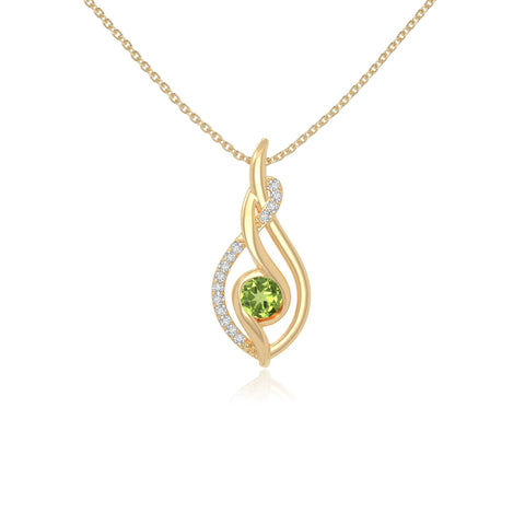 peridot twisted infinty knot necklaces in yellow gold vermeil 