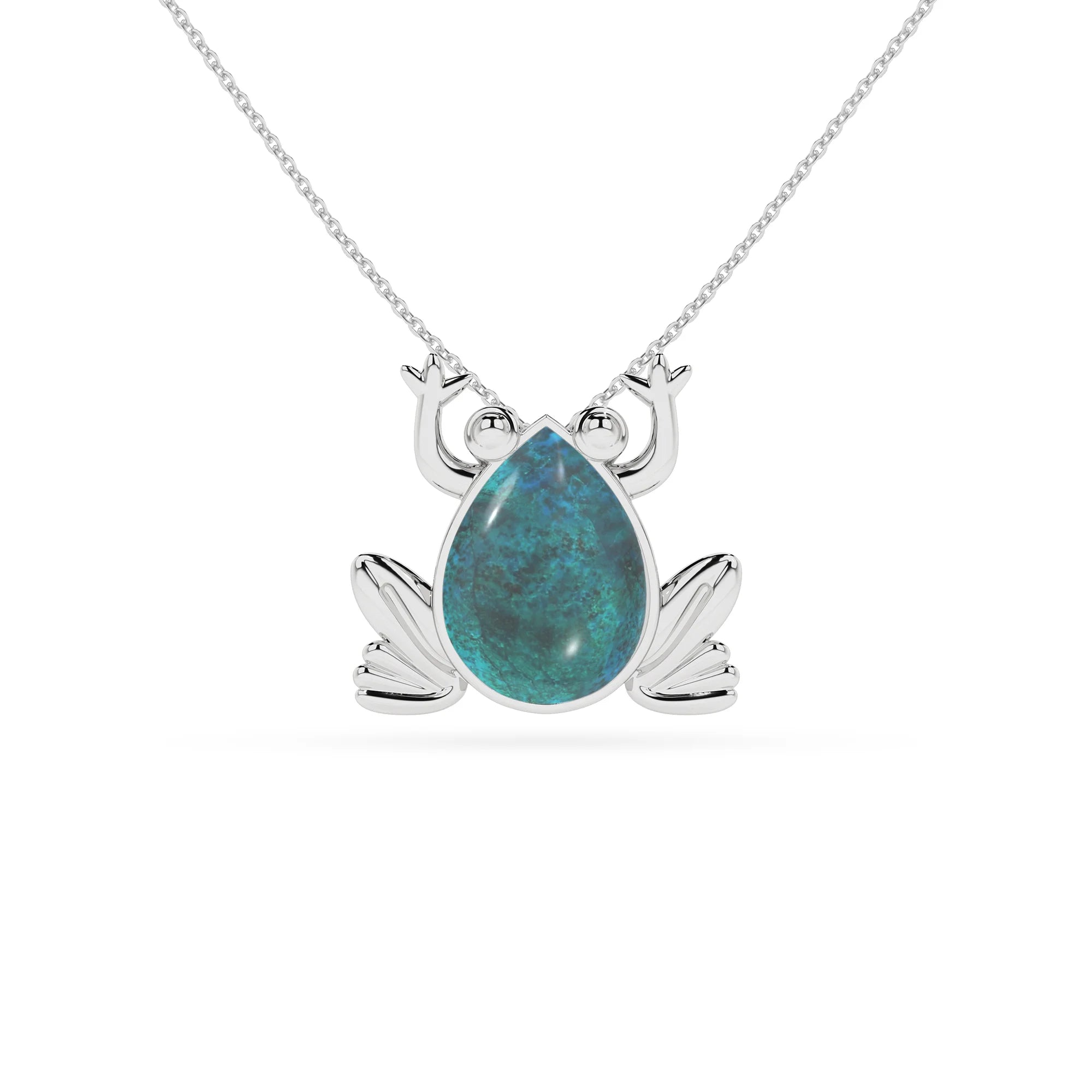 natural shattuckite frog shape pendant necklace