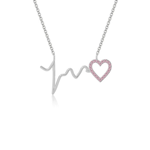 natural pink-tourmaline heartbeat necklaces in sterling silver 