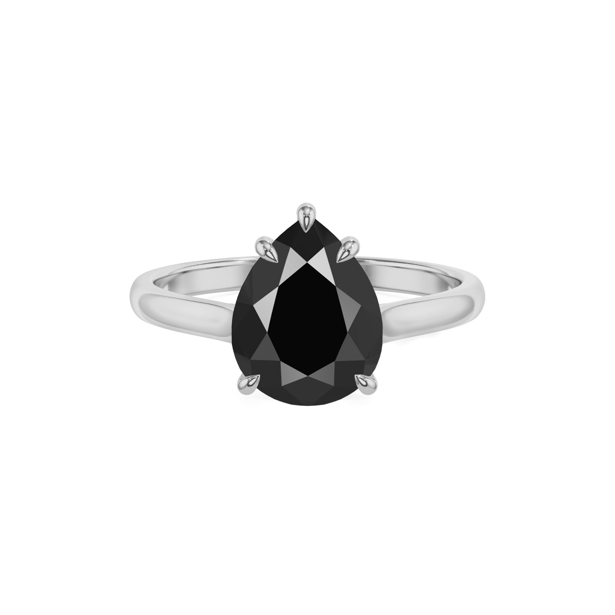 natural black onyx pear solitaire engagement ring