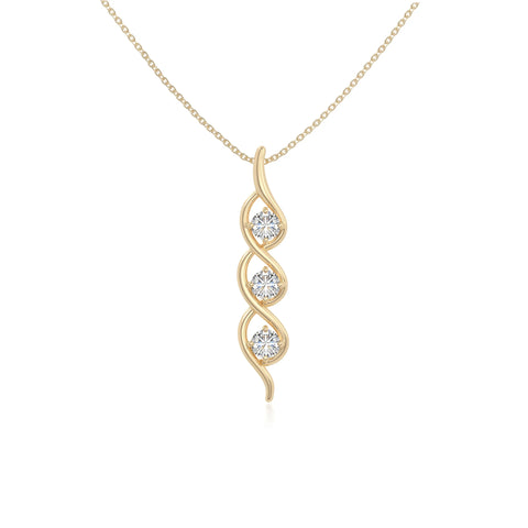 moissanite 3 stone helix necklaces in yellow gold vermeil 
