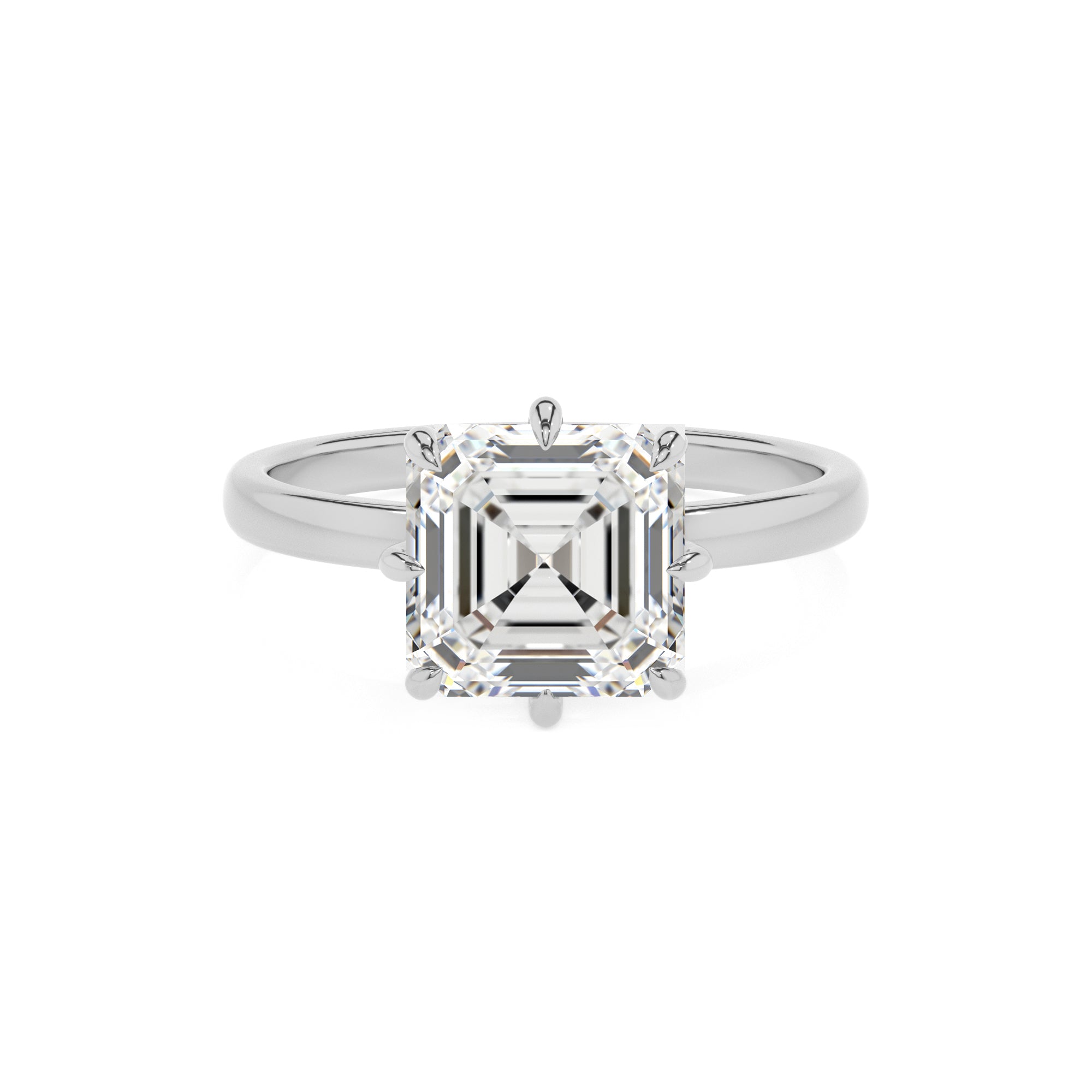 lab-grown moissanite asscher solitaire engagement ring