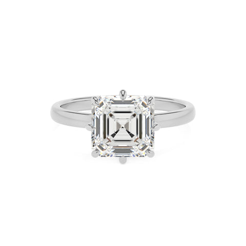 lab-grown moissanite asscher solitaire engagement ring