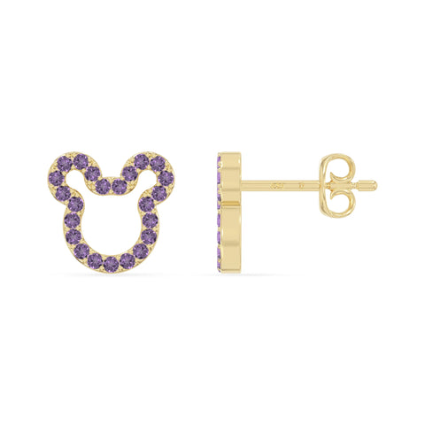 natural amethyst mouse stud earrings in yellow gold vermeil 