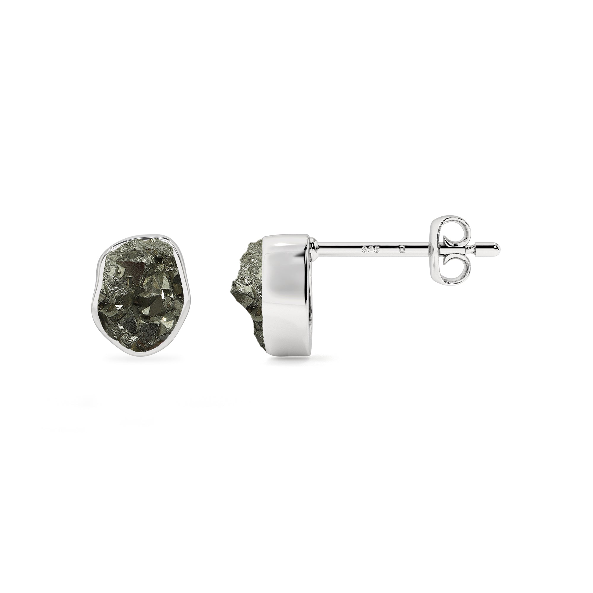 natural pyrite rough shape stud earrings